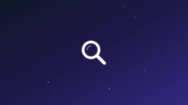 search magnifying glass icon with drifting pixel dust