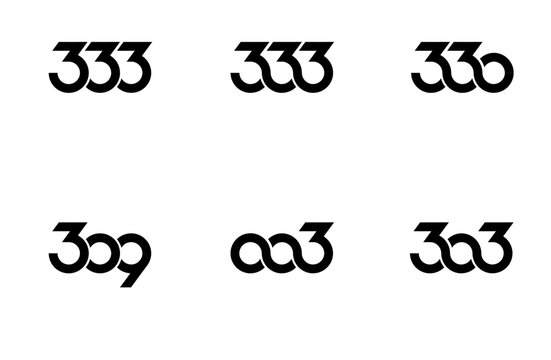 Set of Modern Graphic Number Logos Featuring Stylized 333, Infinity Symbol, and Numeric Combinations