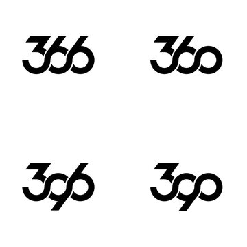 Modern 366 and 360 Number Logo Design Set with Minimalist Geometric Style