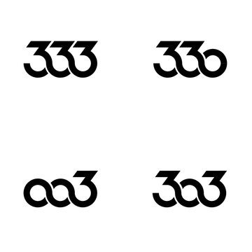Collection of Modern Stylized Number 3 and 0 Logos, Interconnected Graphic Design Elements for Branding