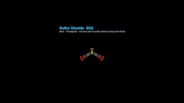 Sulfur Dioxide SO2 Lewis Structure Animation Labeled Alpha Channel 4K