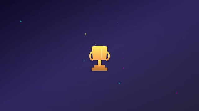 shining trophy award icon with bursting celebratory confetti shapes