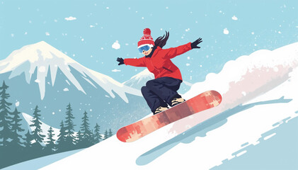 snowboarder is jumping with snowboard from snowhill  © Pemuda