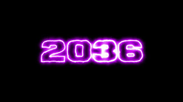 glowing text Year 2036