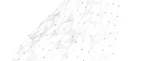 Abstract geometric background with connecting dots and lines with low poly triangle shapes. Polygonal Mesh Background Vector design digital technology concept Global network connection data structure © Kainat 