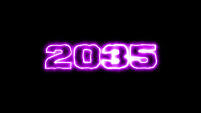 glowing text Year 2035