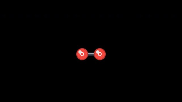 Oxygen O2 Ball And Stick Model Animation Clean No Text Alpha Channel 4K