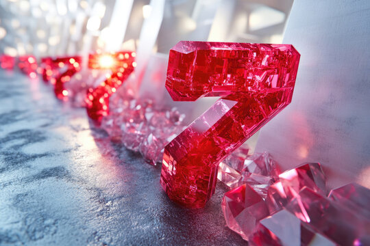 Bold Red Number Seven with Sunlit Backdrop Geometry