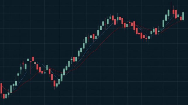 Trading chart with moving average indicators and bullish bearish candlesticks