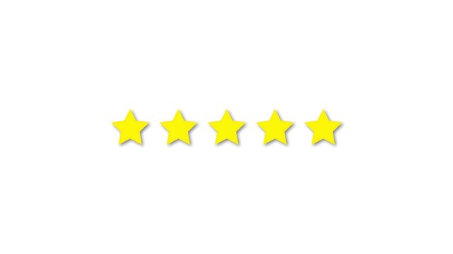 5 star rating concept animation on the background ,star review concept. 4k