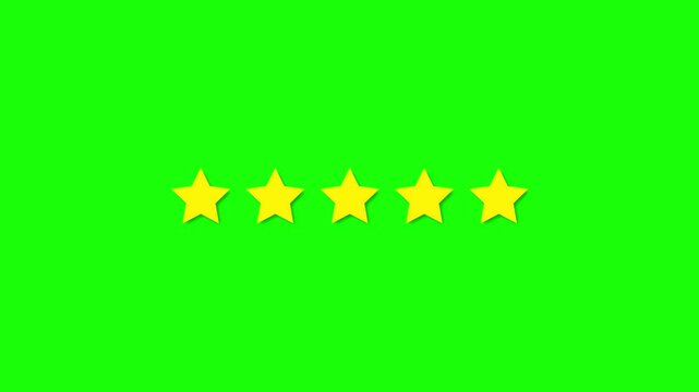 5 star rating concept animation on the background ,star review concept. 4k