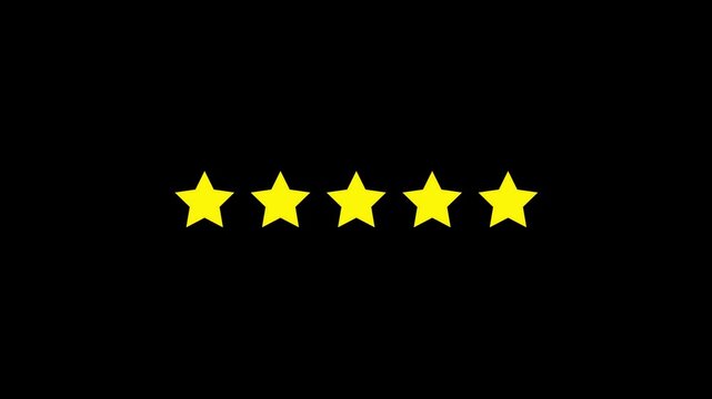 5 star rating concept animation on the background ,star review concept. 4k