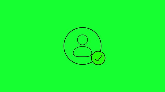 A silhouette of a person inside a circle, with a check mark icon. 4k 