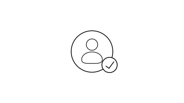 A silhouette of a person inside a circle, with a check mark icon. 4k 