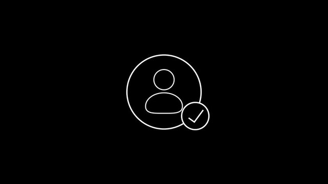 A silhouette of a person inside a circle, with a check mark icon. 4k 