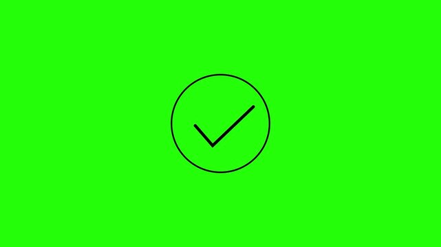 Right Check Mark Icon Animation on green Background. Tick Mark Icon Animation. Check Mark, Tick, Yes, OK Symbol Animation. approved tick mark icon
