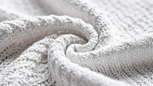 Closeup of white knitted fabric texture