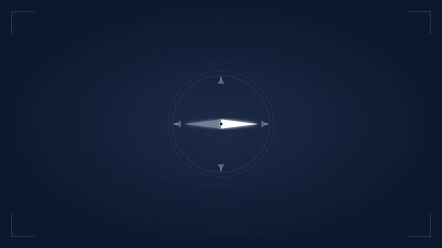 sleek compass navigation icon with directional motion arrows
