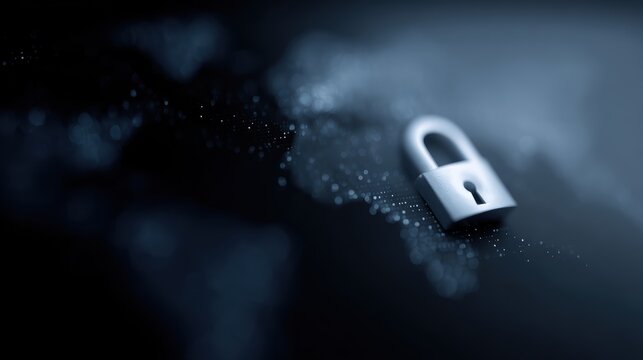 cyber security concept with encrypted digital lock protecting global internet network