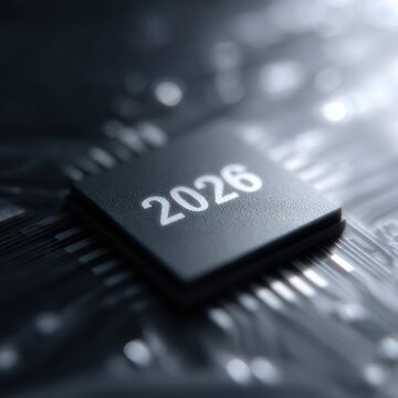 microchip with year 2026 symbol technology innovation concept