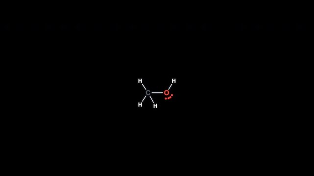 Methanol CH3OH Lewis Structure Animation Clean No Text Alpha Channel 4K