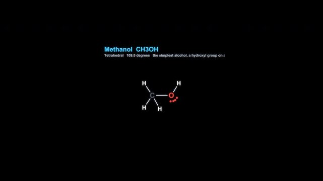 Methanol CH3OH Lewis Structure Animation Labeled Alpha Channel 4K