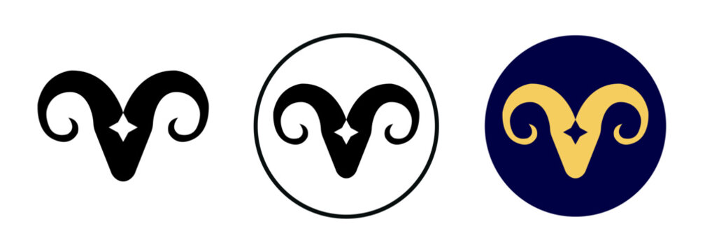 Aries zodiac symbol in minimal geometric icon collection