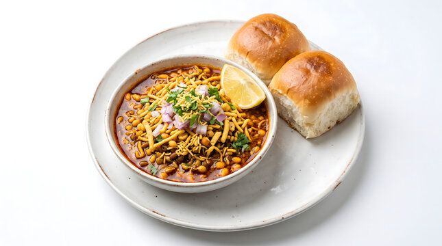 Traditional Spicy Misal Pav with Crunchy Farsan Premium Studio Food Photography
