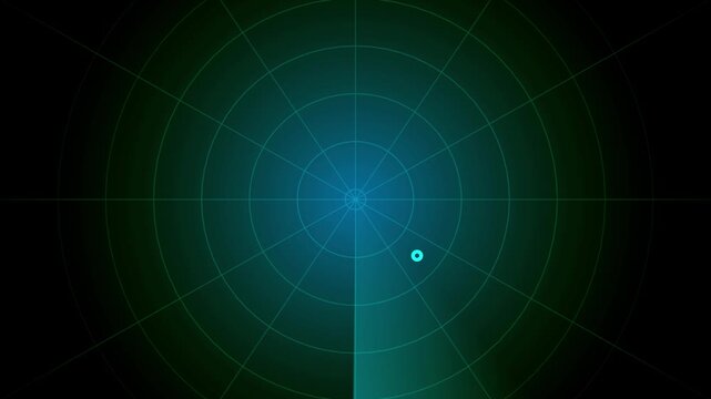 Teal radar screen with concentric circles and two target blips display sonar