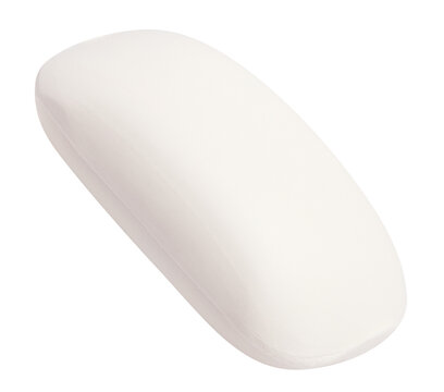 White oval soap bar with smooth clean surface, isolated on transparent cutout background
