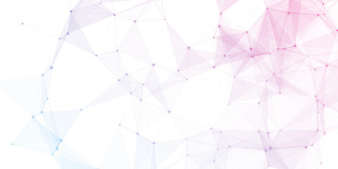 Abstract geometric background with connecting dots and lines with low poly triangle shapes. Polygonal Mesh Background Vector design digital technology concept Global network connection data structure. © Kainat 