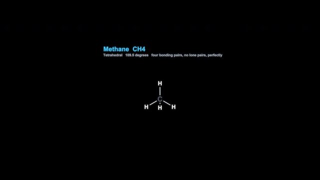 Methane CH4 Lewis Structure Animation Labeled Alpha Channel 4K