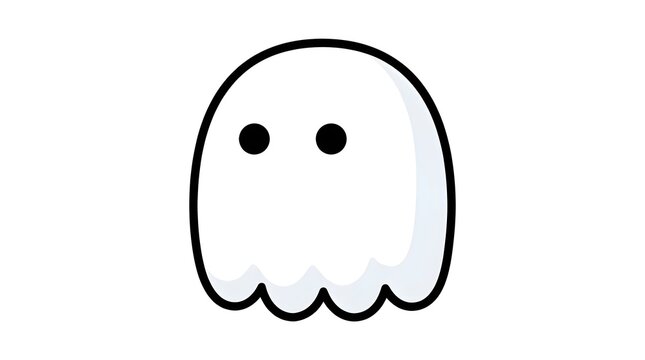 Cute ghost icon, white ghost face, cartoon character, Halloween symbol