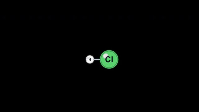 Hydrogen Chloride HCl Ball And Stick Model Animation Clean No Text Alpha 4K