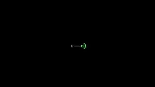 Hydrogen Chloride HCl Lewis Structure Animation Clean No Text Alpha Channel 4K