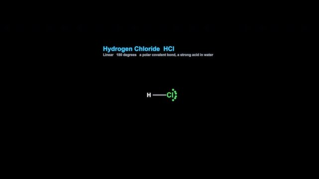 Hydrogen Chloride HCl Lewis Structure Animation Labeled Alpha Channel 4K