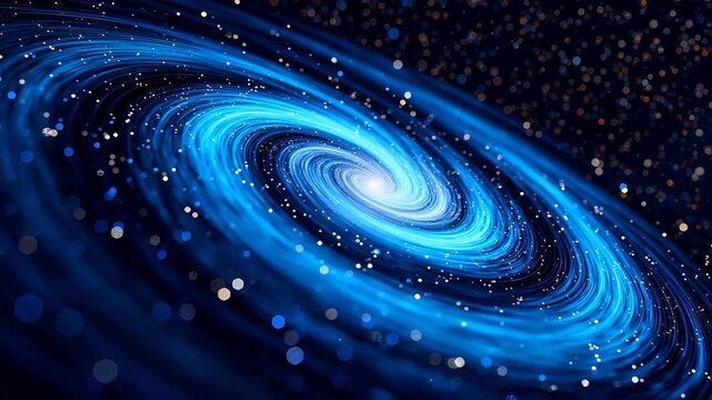 Blue spiral galaxy with stars