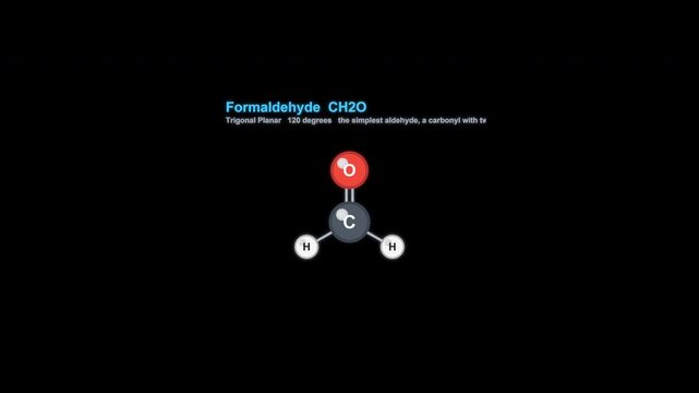 Formaldehyde CH2O Ball And Stick Model Animation Labeled Alpha Channel 4K