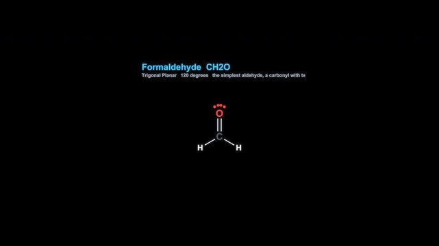 Formaldehyde CH2O Lewis Structure Animation Labeled Alpha Channel 4K
