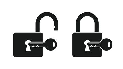 Minimalist Padlock Key Security Access Icon Set © FluxFrame