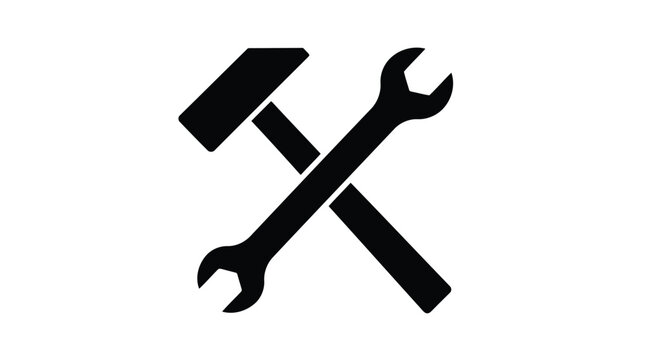 Minimalist Hammer Wrench Repair Maintenance Icon