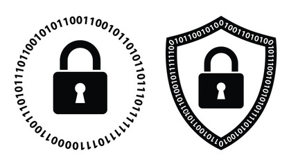 Minimalist Cybersecurity Padlock Shield Icon Set © FluxFrame