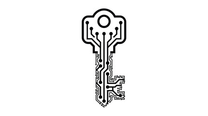 Minimalist Cybersecurity Digital Encryption Key Icon © FluxFrame