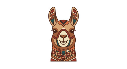 Cute llama head with tribal geometric patterns © Haya
