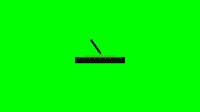 Black pencil drawing a precise dotted line along the edge of a flat ruler in this simple motion animation clip