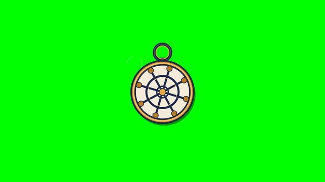 Nautical ship steering wheel icon rotates smoothly in this creative digital motion animation clip for modern maritime graphic design projects.