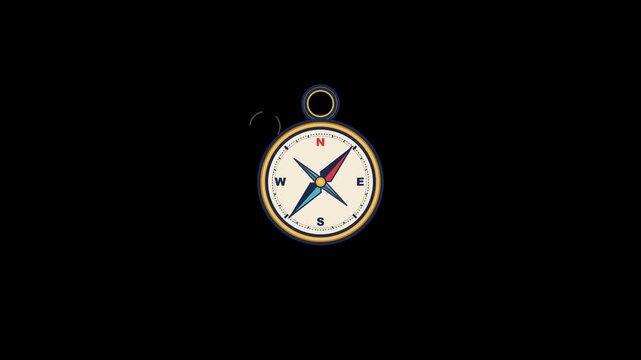 Vintage nautical compass navigation tool featuring rotating directional needle for travel orientation shown in a smooth digital motion video clip