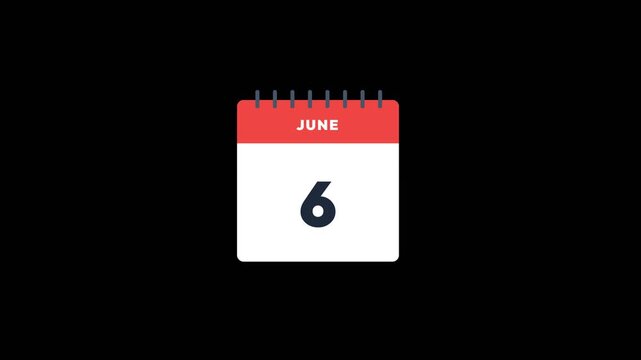 Digital calendar flip animation showing advancing dates in June with modern minimalist graphic design style for effective time management video