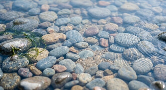 Peaceful Zen Background with Transparent Water Ripples Over Natural Pebbles
천연 자갈 위로 투명한 물결이 이는 평화로운 젠 스타일 배경