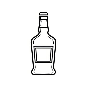 Black and white line art bottle illustration.